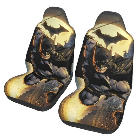 Batman Car Seat Covers Set 2Pcs, Front Seat Covers for Car Truck Sedan SUV Auto, Universal Fit Vehicle Enterior Bucket Seat Protector Car Accessories