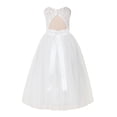 thumbnail image 2 of Ekidsbridal Girl Recital Flower Girl Dress - Ivory Floral Lace Tulle Keyhole Back Scoop Neck A-Line 178R-A (Size: 2-12), 2 of 3
