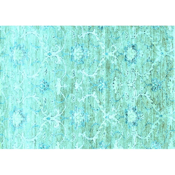 Ahgly Company Indoor Rectangle Abstract Light Blue Contemporary Area Rugs, 7' x 9'
