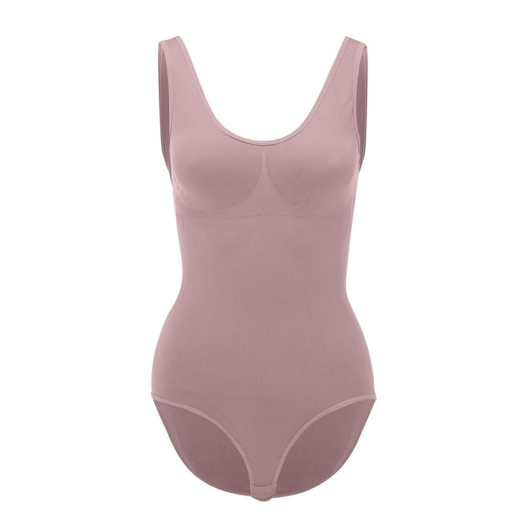 iOPQO lingerie for women Women Waist Trainer Shapewear Slim Body Shaper  Deep V Neck Thong Bodysuit Tummy Control Jumpsuit Tops Shapers Pink L 