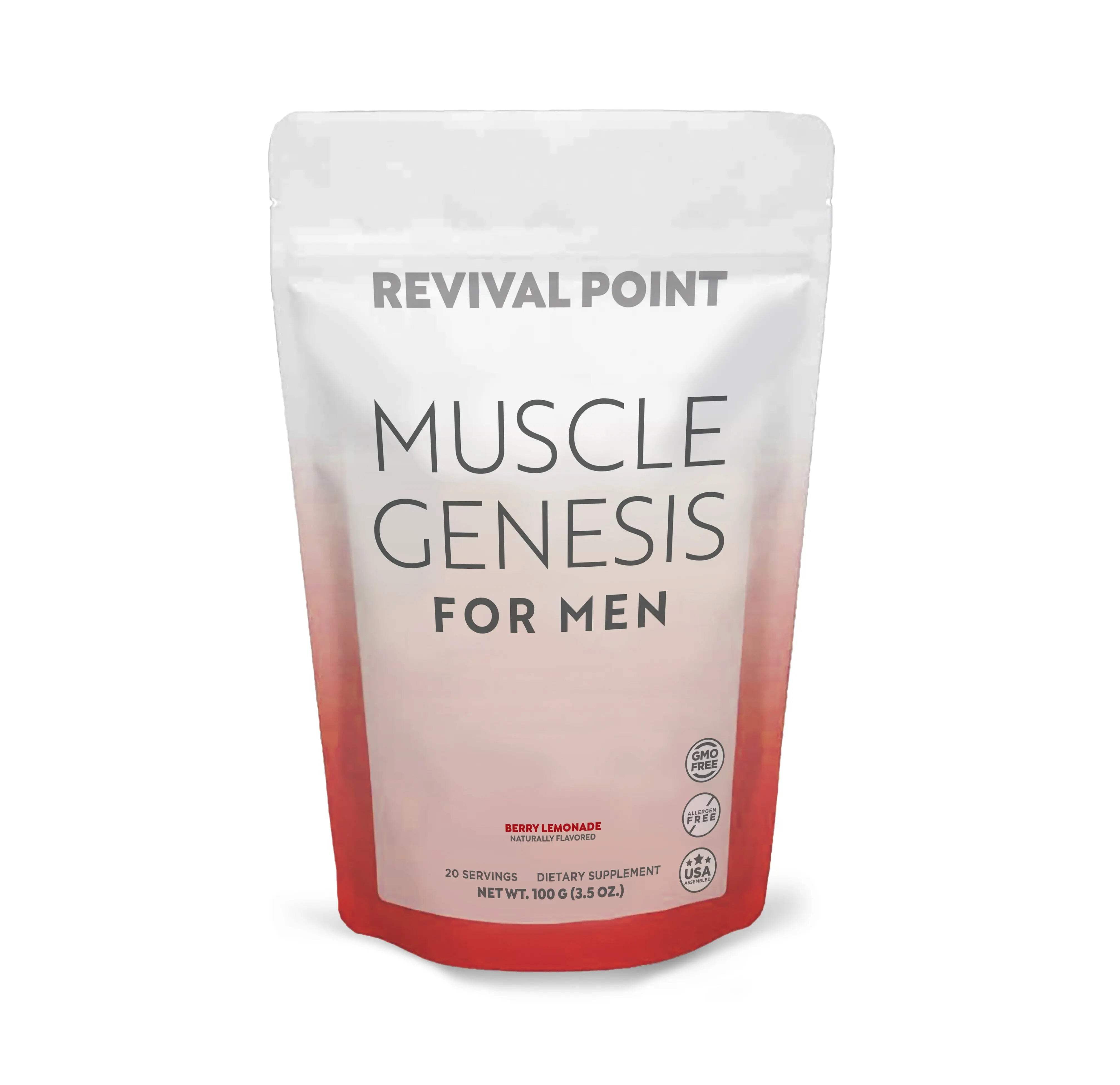 Muscle Genesis for Men with HMB, Muscle Support Supplement, Revival Point, 3 Bags