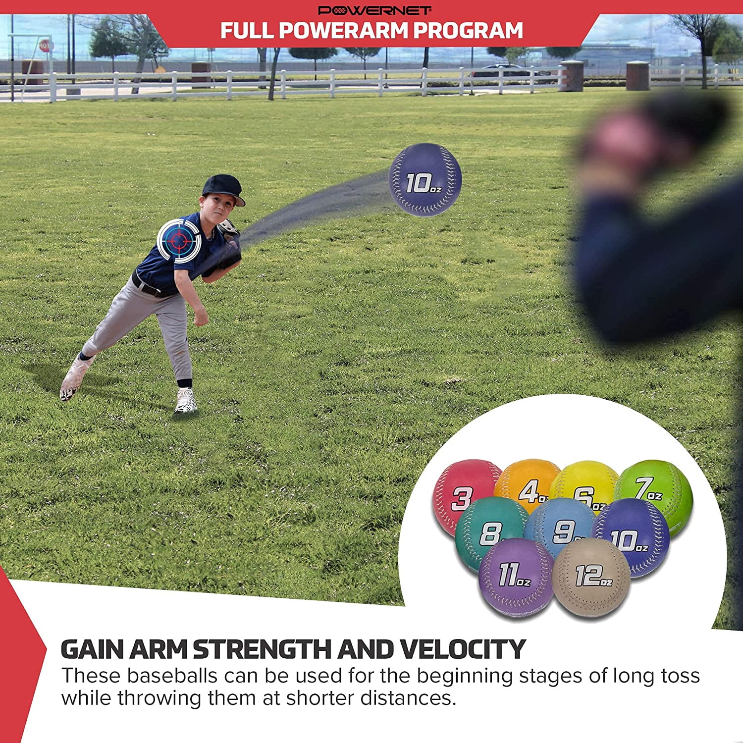 PowerNet Weighted Baseballs, Baseball Training Equipment for Improving Throwing Velocity and Strength,  3-12 oz Weighted Training Balls for Pitching & Throwing, Training Ball Set & Throwing Guide