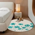 thumbnail image 2 of Turquoise Flowers Round Area Rug 3.3Ft Washable Circle Rugs for Dining Room Table, Spring Retro Watercolor Botanical Floral Non-Slip Carpet Floor Mats Indoor Outdoor Carpet Runner Home Decor, 2 of 8