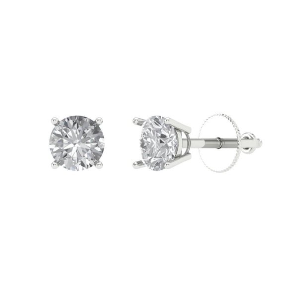 0.5 ct Screw-Back Stud Earrings for Women | 4.0mm Round Cut White Sapphire | 18K White Gold