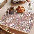 thumbnail image 3 of Brown Palm Tree Placemats Set of 8 Summer Botanical Tropical Tree Place Mats Indoor Wipeable Table Mats Washable Cloth Dining Table Placemats for Kitchen Holiday Party Home Decor 13x19 Inch, 3 of 9