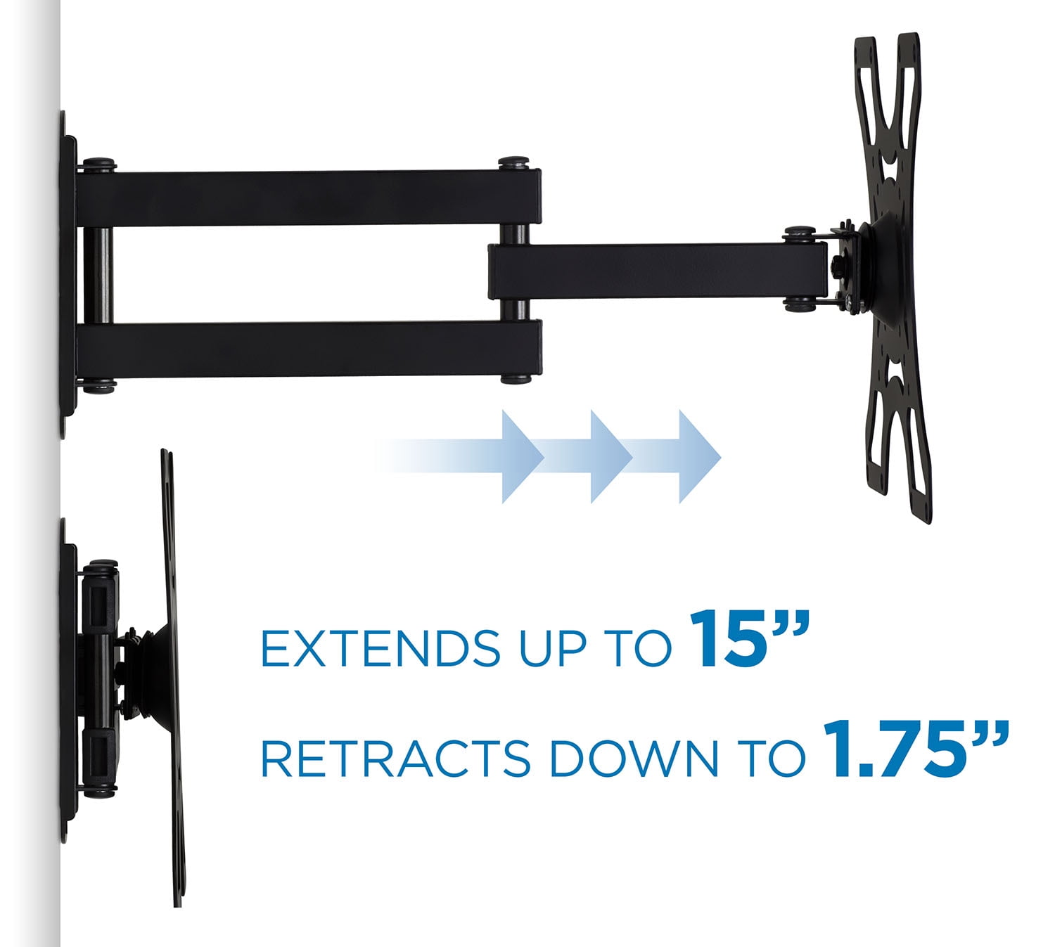 Mount-It! Full Motion TV Wall Mount with 15" Swivel Extension Arm, Fits 19" - 43" TV's, Capacity 55 Lbs.