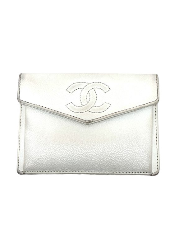 Pre-Owned CHANEL Coco Mark Flat Flap Wallet Accessory Bi-fold Caviar Skin Women's... (Good)