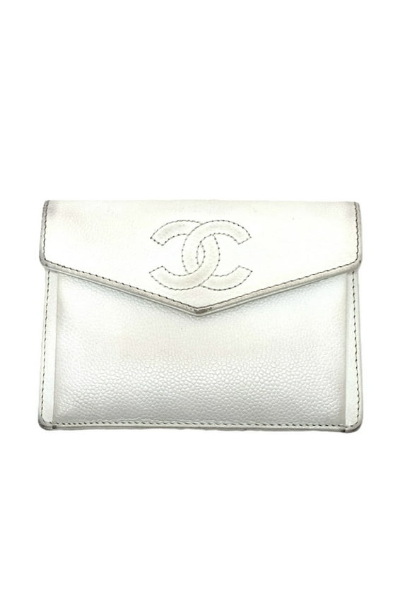 Pre-Owned CHANEL Coco Mark Flat Flap Wallet Accessory Bi-fold Caviar Skin Women's... (Good)