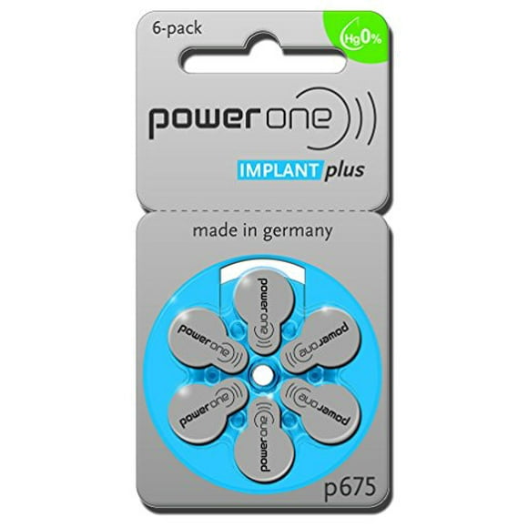 Power One Size 675 No Mercury Cochlear Implant Batteries (60 batteries)