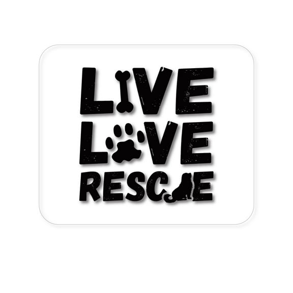 DistinctInk Mouse Pad - 1/4" Foam Rubber - Live Love Rescue - Dog Paw
