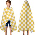 thumbnail image 3 of Yellow White Checkerboard Checkered Pattern Hooded Bath Towel，60"x35" for Ages 3 To 12 Kids, Quick Dry Lightweight Soft Microfiber Hood Beach Towel Cover Up for Kids, 3 of 7