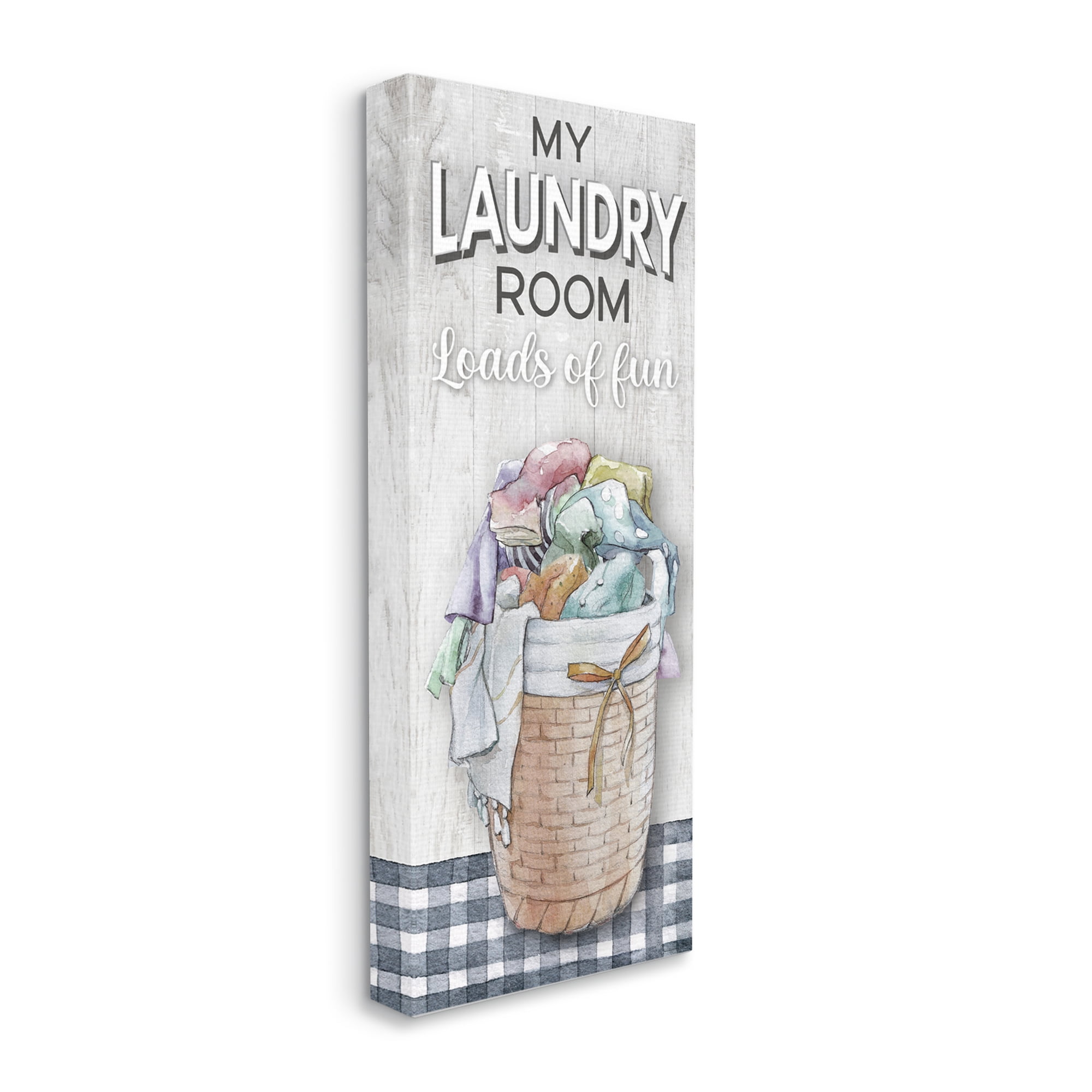 Stupell Industries Laundry Room with Plaid Typography Painting Gallery Wrapped Canvas Art Print Wall Art, 10 x 24