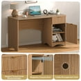 thumbnail image 5 of Bestier 47" Computer Desk with Drawer, Modern Home Office Desk with Storage Cabinet, Fluted PC Study Writing Desk for Small Spaces, Brown Oak, 5 of 10