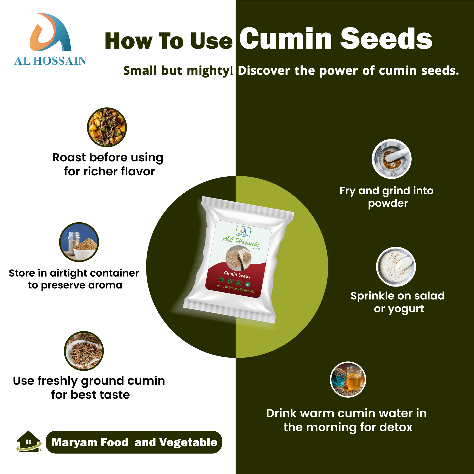 Al Hossain Guatemalan Cumin Seeds 5kg bulk (176 oz / 11 LB) Bold, Earthy Flavor for Cooking, Curry, Seasoning & Spice Blends | Non-GMO, Gluten-Free, Vegan