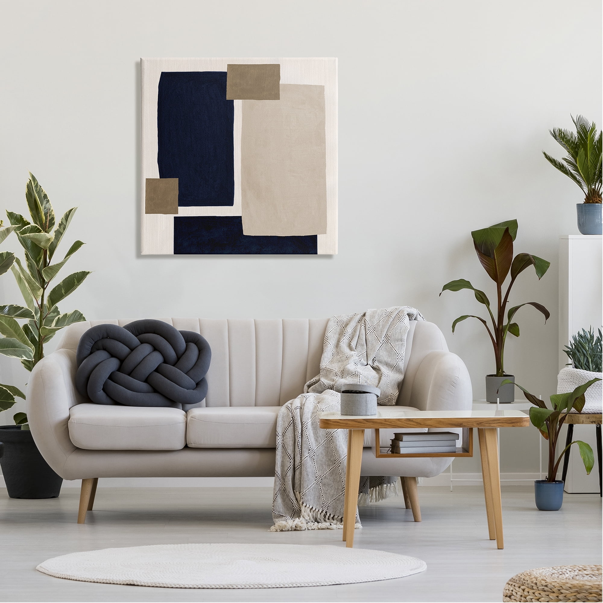 Stupell Industries Tan Overlapping Squares Abstract Painting Gallery Wrapped Canvas Art Print Wall Art, 30 x 30