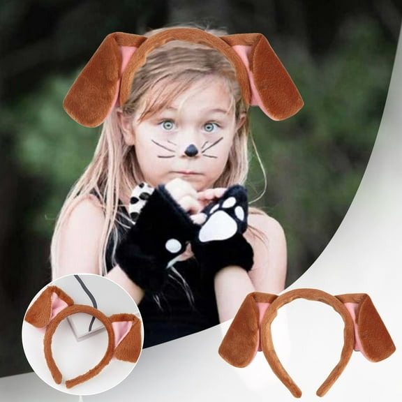 Dog Ears Headband Furry Bunny Hair Clip Bow for Girls Women Party Accessories Cute Animal Ear Hairband