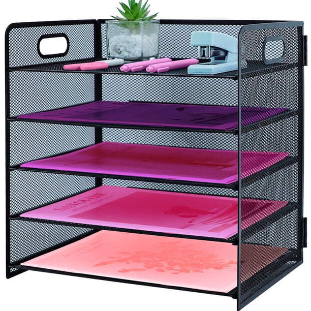 Organizador de bandejas ideallife de 5 niveles de malla metálica con asa 32x26x33 cm
