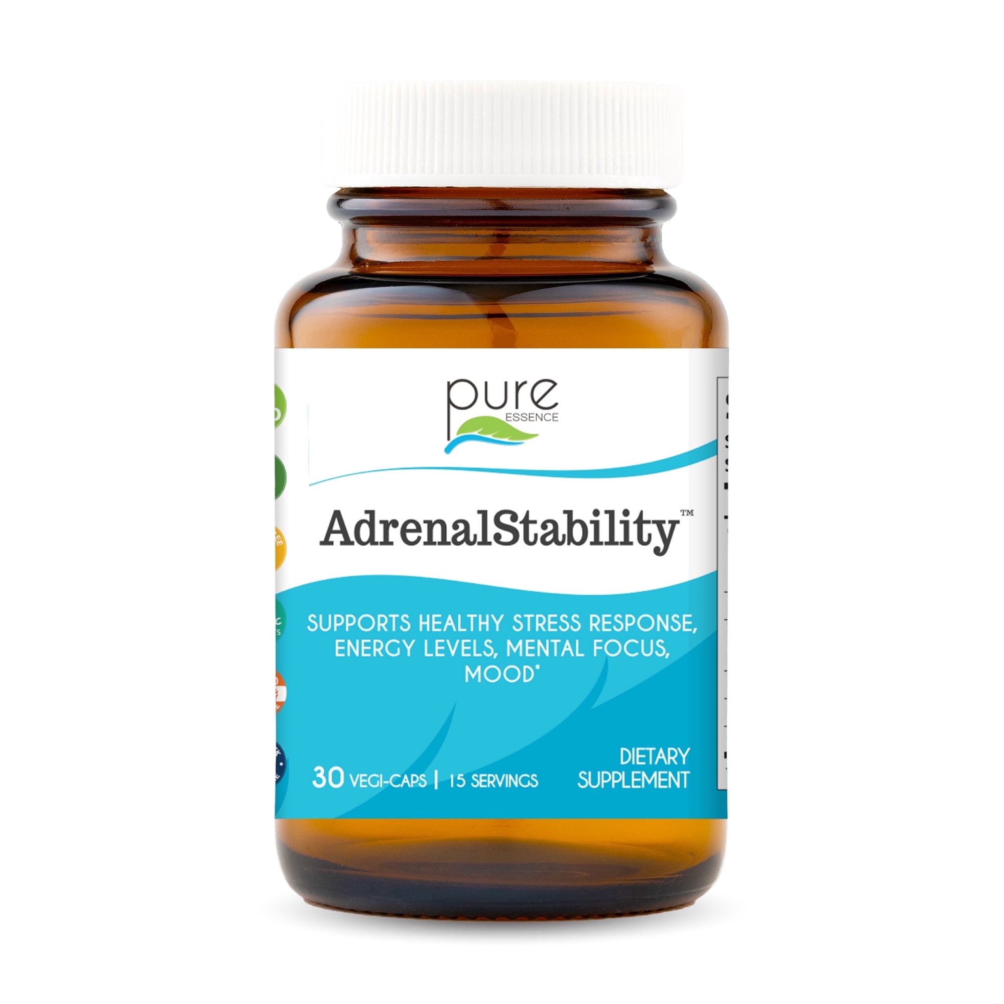 Pure Essence Labs - AdrenalStability, Adaptogenic Stress, Energy & Focus Support - 30 Vegetarian Capsules