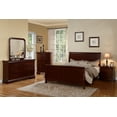 thumbnail image 2 of Gorgeous Cherry 3pc Beautiful Louis Philippe Style Queen Size Sleigh Bed and 2x Nightstand Set Wooden Bedroom Furniture, 2 of 10