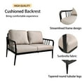 thumbnail image 3 of 5PC Outdoor Aluminum Patio Furniture,Modern Chat Sofa Conversation Set,Removable Sunbrella Cast Silver Fabric Cushions and Table with White Carrara Marble-Look Sintered Stone Top,Ember Black, 3 of 14