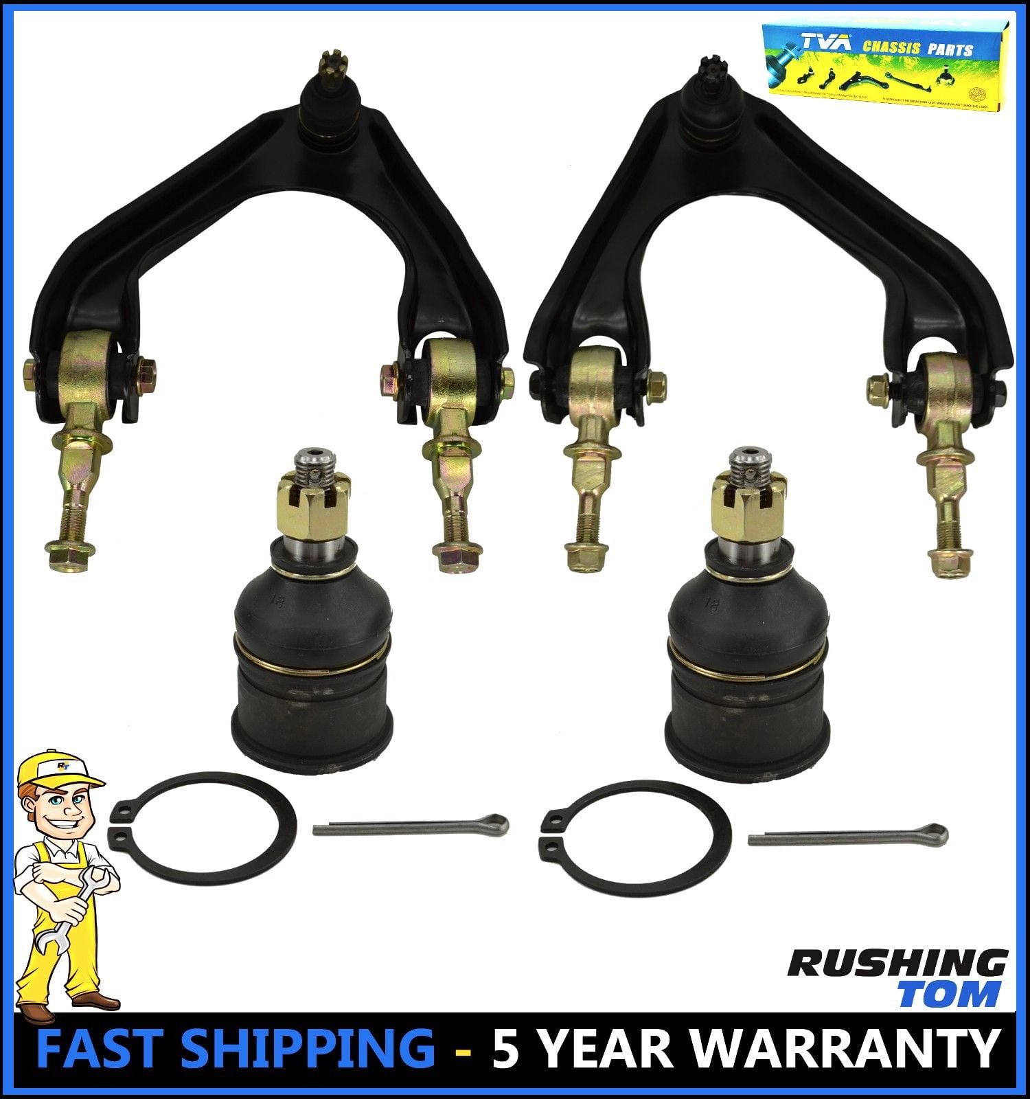 4Pc Kit Front Upper Control Arm & Lower Ball Joint for Honda Accord