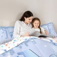 thumbnail image 4 of Erosebridal Blue Sparkle Sequins Print Full Size Comforter Sets for Girls, Monogrammed M Bedding Sets, Colorful Stars Reversible 3 Pieces, 1 Comforter and 2 Pillowcases, 4 of 6