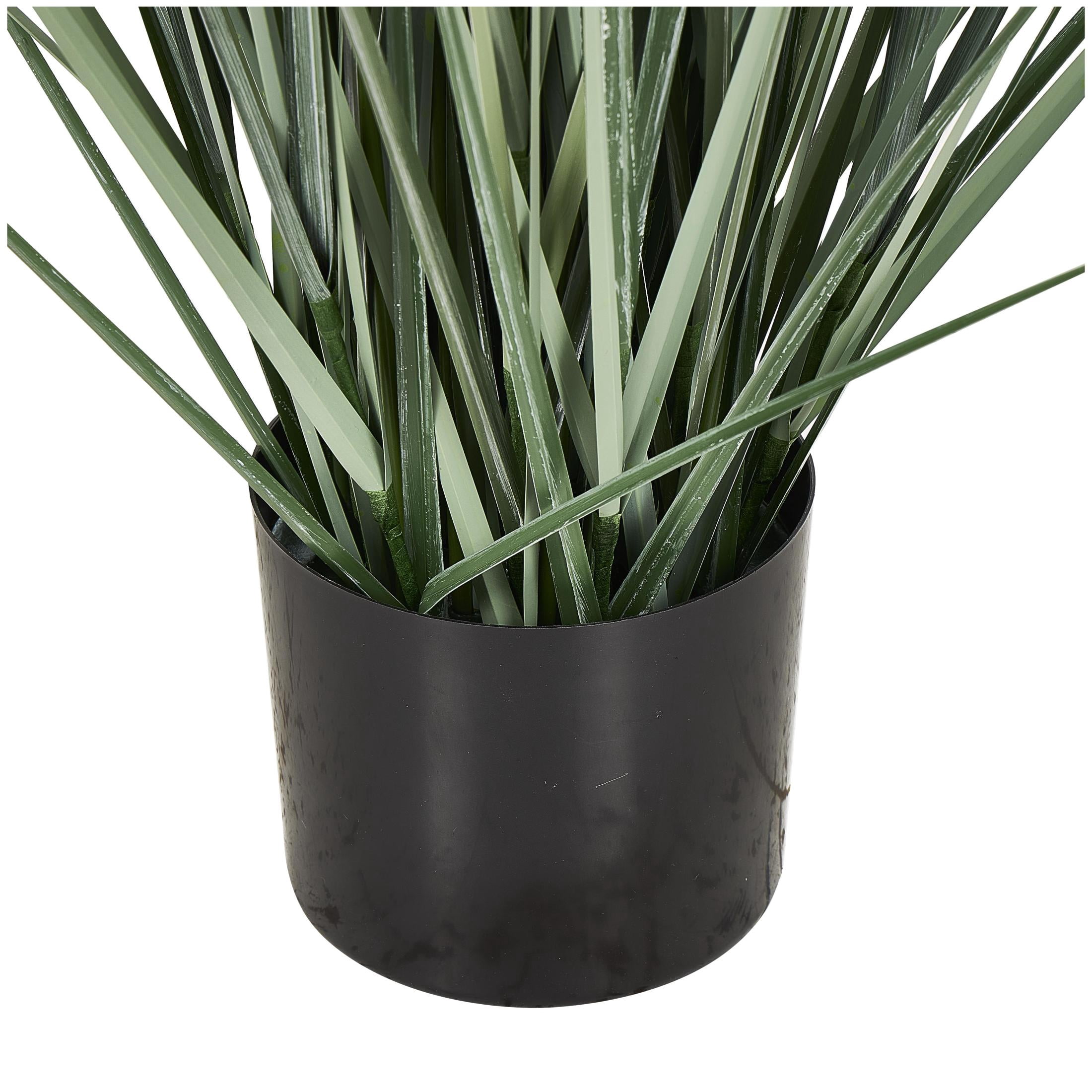 DecMode 61" Tall Artificial Onion Grass Plant in Black Plastic Pot