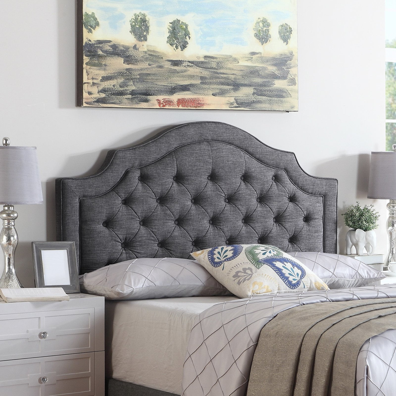 ALTON TUFTED UPHOLSTERED LOW PROFILE BED KING, HEADBOARD