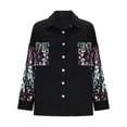 thumbnail image 3 of OSFVNOXV Black Jean Jackets Women Sequin Jacket Trendy Long Sleeve Button Down Glitter Tassel Windbreaker Bomber Motorcycle Jackets, 3 of 5