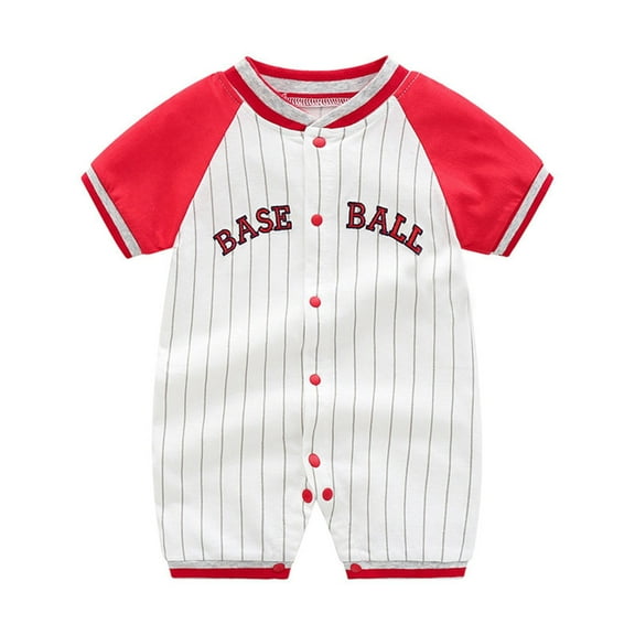 Zanarzt Baby Bodysuit Newborn Boy Baby Summer Clothes Baby Cotton Crawling Clothes Baby Children's Clothing Baseball Baby Clothes Red,6-9 Months