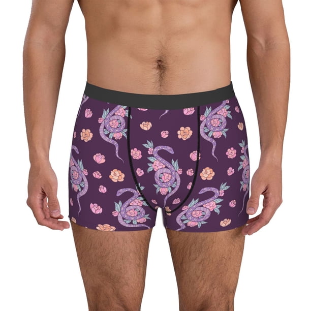 Fotbe Snake And Flower Calzoncillos Tipo Boxer con Bolsa de Soporte Total para Hombre, X-Temp Fresco, Transpirable y de Secado Rápido-Small