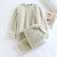 thumbnail image 5 of Women's Winter Fleece Pajama Set - 2 Piece Crew Neck Pullover & Furry Jogger Pants Lounge Wear, Thick Soft Flannel Sherpa Cozy Pjs, 5 of 5