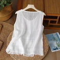thumbnail image 5 of WULMLEO Cotton Linen Tank Tops for Womens Summer Sleeveless Crewneck Blouse Casual Solid Color Loose Outdoor Basic Shirt White 3XL, 5 of 5