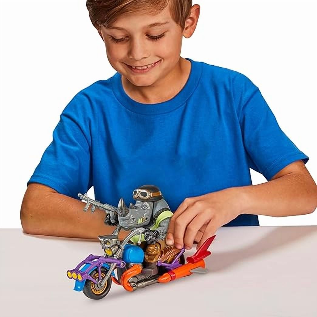 Teenage Mutant Ninja Turtles Mutant Mayhem Chopper Cycle with Rocksteady Vehicle & Action Figure.