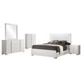 thumbnail image 2 of Coaster 4-Piece Contemporary Wood Queen Bedroom Set in White/Gold, 2 of 19