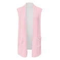 thumbnail image 2 of Uooqdmx Womens Cardigan Womens Vests Outerwear Casual Solid Print V Neck Coat Open Front Lightweight Cardigan Sleeveless Loose Outwear with Pockets Womens Vests Outerwear Pink S, 2 of 4