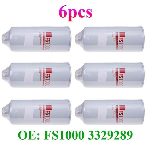 6x FS1000 Fuel Filter Water Separator Spin-On For Cummins 3329289 Replacement