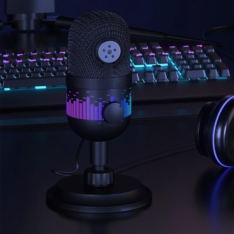 lanema LED Lighting USB Microphone for Gaming and Streaming Compatible for PC Computer Gaming Consoles Computers Accessories