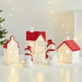 thumbnail image 2 of Ceramic Christmas Village House with LED Snowman Deer Figurine, Operated Holiday Mantel Shelf Decor, 2 of 8