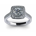 thumbnail image 2 of HeartsAndYou 1ct Cushion Cut Moissanite Milgrain Halo Engagement Ring for Women 18k White Gold Over Silver, 2 of 8