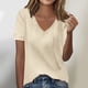 thumbnail image 2 of Camisas de Manga Larga Casual de las Mujeres Color Sólido Nuevo Cuello en V Tira Suelta Cepillada Camisa de Manga Corta, 2 of 6
