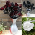 thumbnail image 4 of Artificial Flower Rose with Stem 1Pc Fake Flowers Silk Plastic Artificial Black White Roses Bridal Wedding Bouquet for Home Garden Party Wedding Decoration, 4 of 8