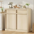 thumbnail image 2 of Tilt Out Trash Cabinet, Hidden Trash Cabinet with 10/20 Gallon Storage, Pet-Proof Freestanding Garbage Can Cabinet Laundry Hamper for Kitchen Dining Room, 2 of 7