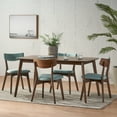 thumbnail image 2 of Noble House Lucca Mid Century Natural Walnut Wood Mint 5 Piece Dining Set, 2 of 9