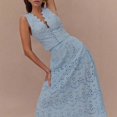 thumbnail image 6 of White Eyelet Lace Midi Dress With Scalloped V-Neck And Sleeveless Fit, 6 of 7