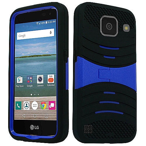 For LG Rebel 4G LTE Hard Gel Rubber KICKSTAND Case Phone Cover + Screen