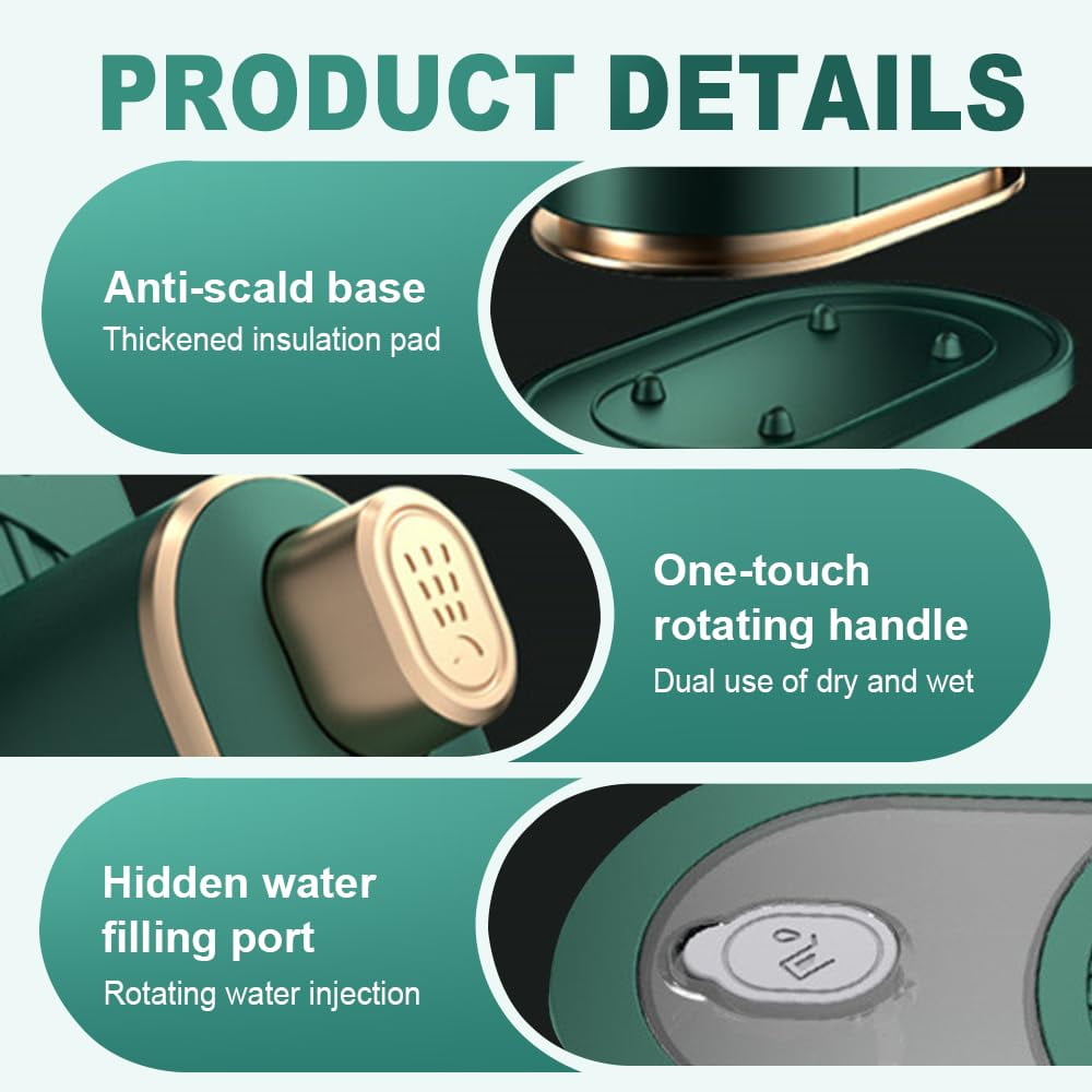 Mini Steam Iron, Portable Steamer Iron, Portable Steam Irons with Anti-Scald Base, 2 in 1 Mini Travels for Travel and Home21*10.5*12cm,green