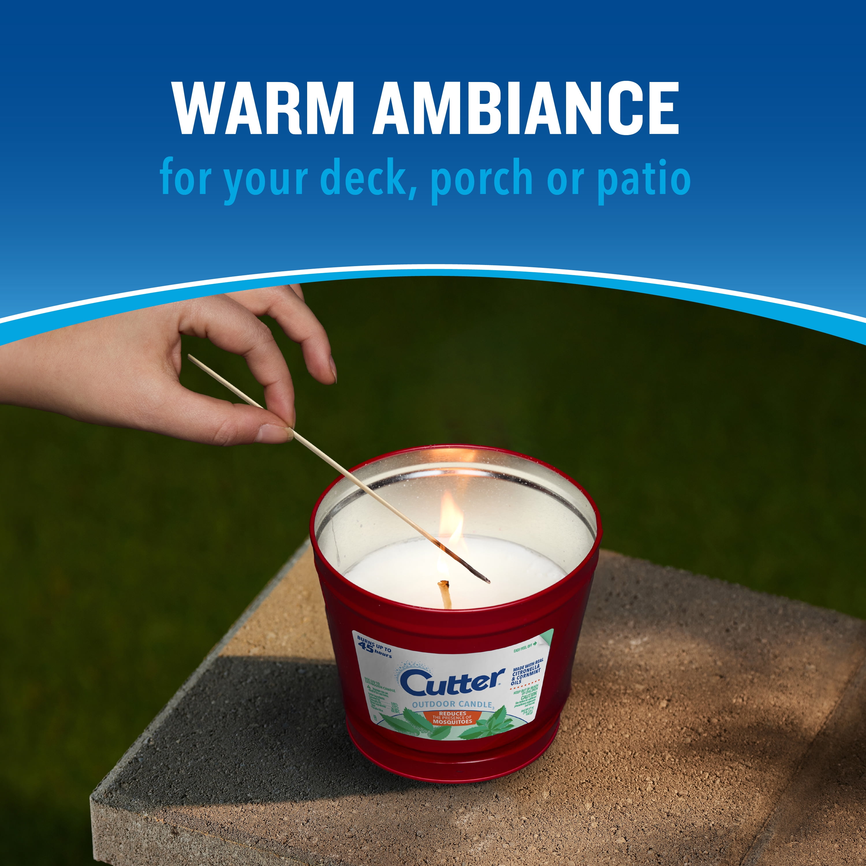 Cutter Outdoor Candle with Real Citronella Oil Reduces Presence of Mosquitoes, 17 Ounces