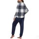 thumbnail image 5 of Conjunto de pijama informal de invierno para mujer, de doble cara, con cuello redondo estampado, manga larga, top anudado a mano, pantalones con cordón ajustable, ropa de casa, blusa de poliéster., 5 of 7