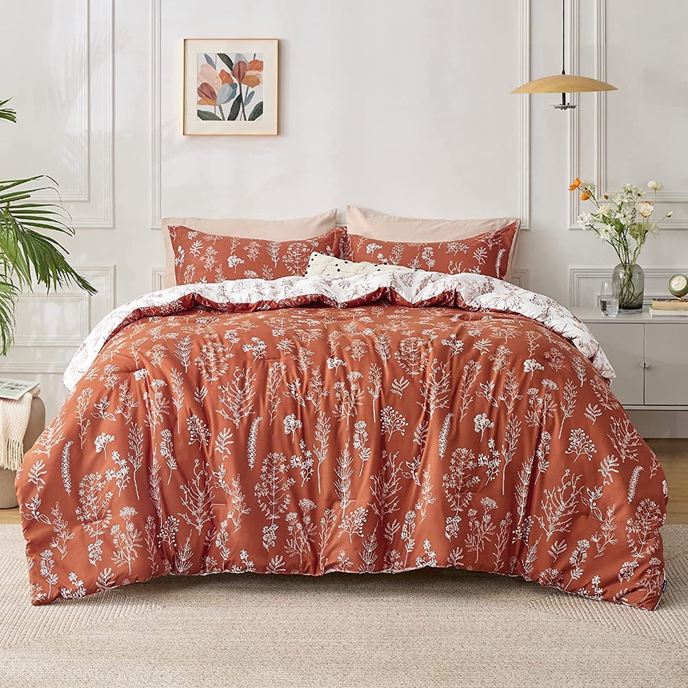 Terracotta Comforter Set King Floral Comforter Set Botanical Bedding